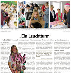 Bericht der Allgäuer Zeitung zur Fastenaktion 2014